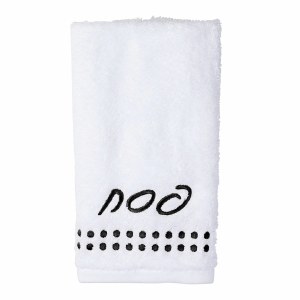 Picture of Pesach Finger Towel Dot Border Design White Black